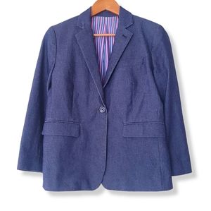 LIZ CLAIBORNE Blue Chambray Lined Blazer